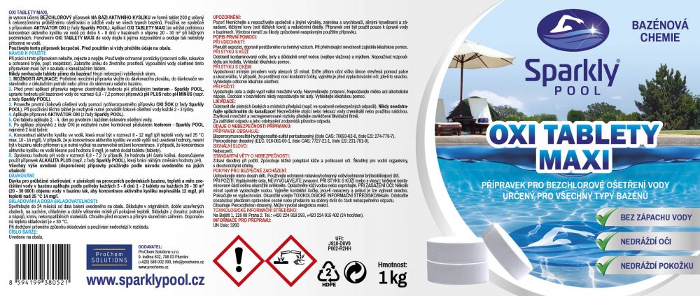 Sparkly Oxi kyslíkové tablety do bazénu MAXI 200g 1 kg